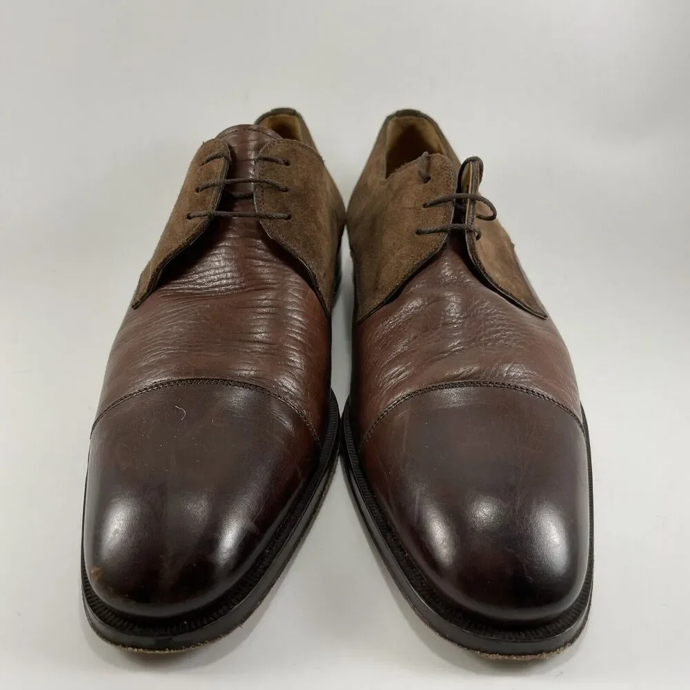 Magnanni Leather Cap Toe Dress Shoes Mens Size 10 M Brown Lace Up Oxford
